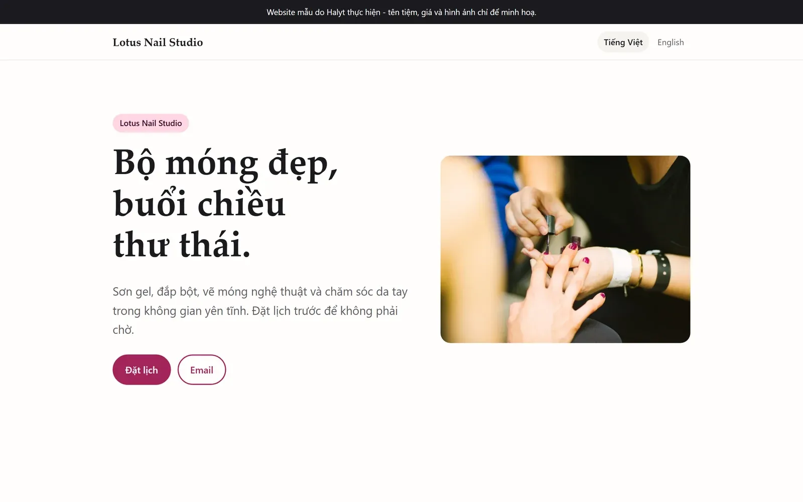 See a finished site: demo.halyt.com